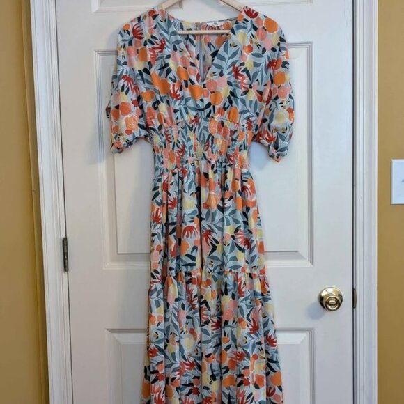 entro Dresses & Skirts - Not Available Entro Floral Maxi Dress Small Boho Ruched Waist Elastic